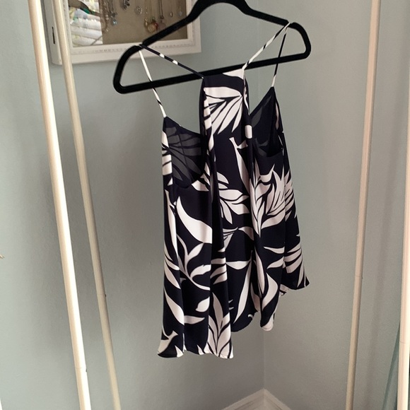 Loft size medium tropical navy and white racer back top hundred percent poly - Picture 3 of 4